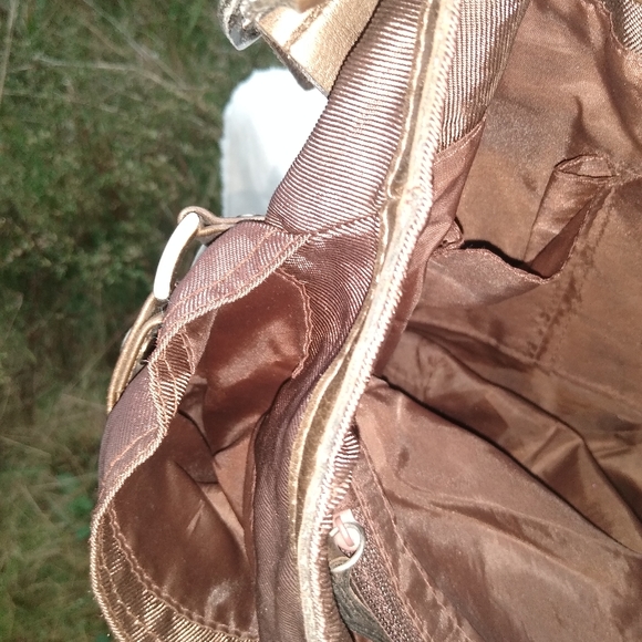 Rip Stop Nylon Faux Leather Buckle & Strap 3 Compartment Shoulder Bag - Picture 11 of 15